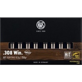 Cartouche RWS / cal. 308 Win. - HIT Short Rifle 9,7 g / 150 gr