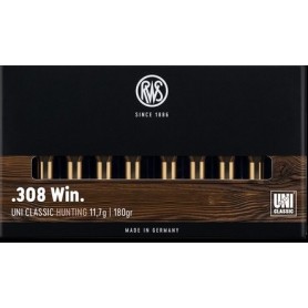 Cartouche RWS / cal. 308 Win. - UNI-Classic 11,7 g / 180 gr