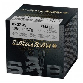 Cartouche Sellier & Bellot / cal. 8x57 JS - FMJ Blindée 12,7 g / 196 gr