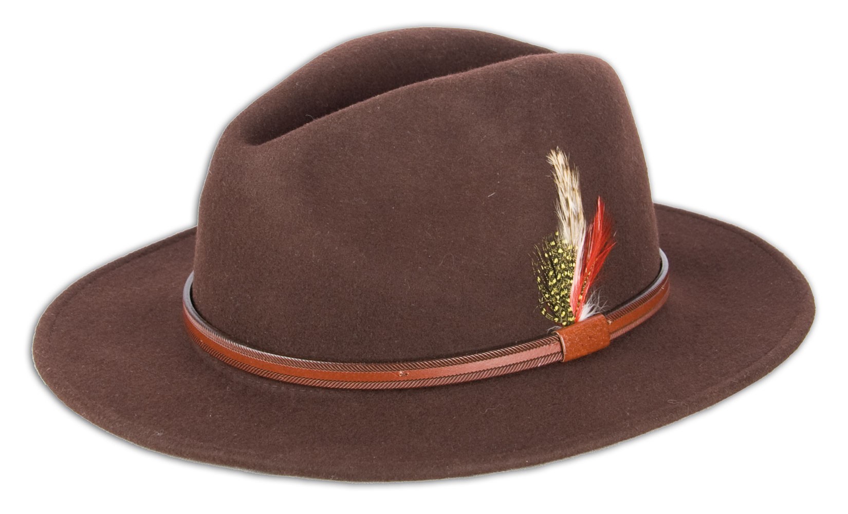 Casquette Plate Lost Calf Tribe – Marron – Plumes élégantes – Taille Unique Neuve