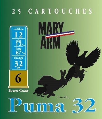 Cartouche Mary Arm Puma 32 / Cal. 12 - 32 g - Plomb bourre ...